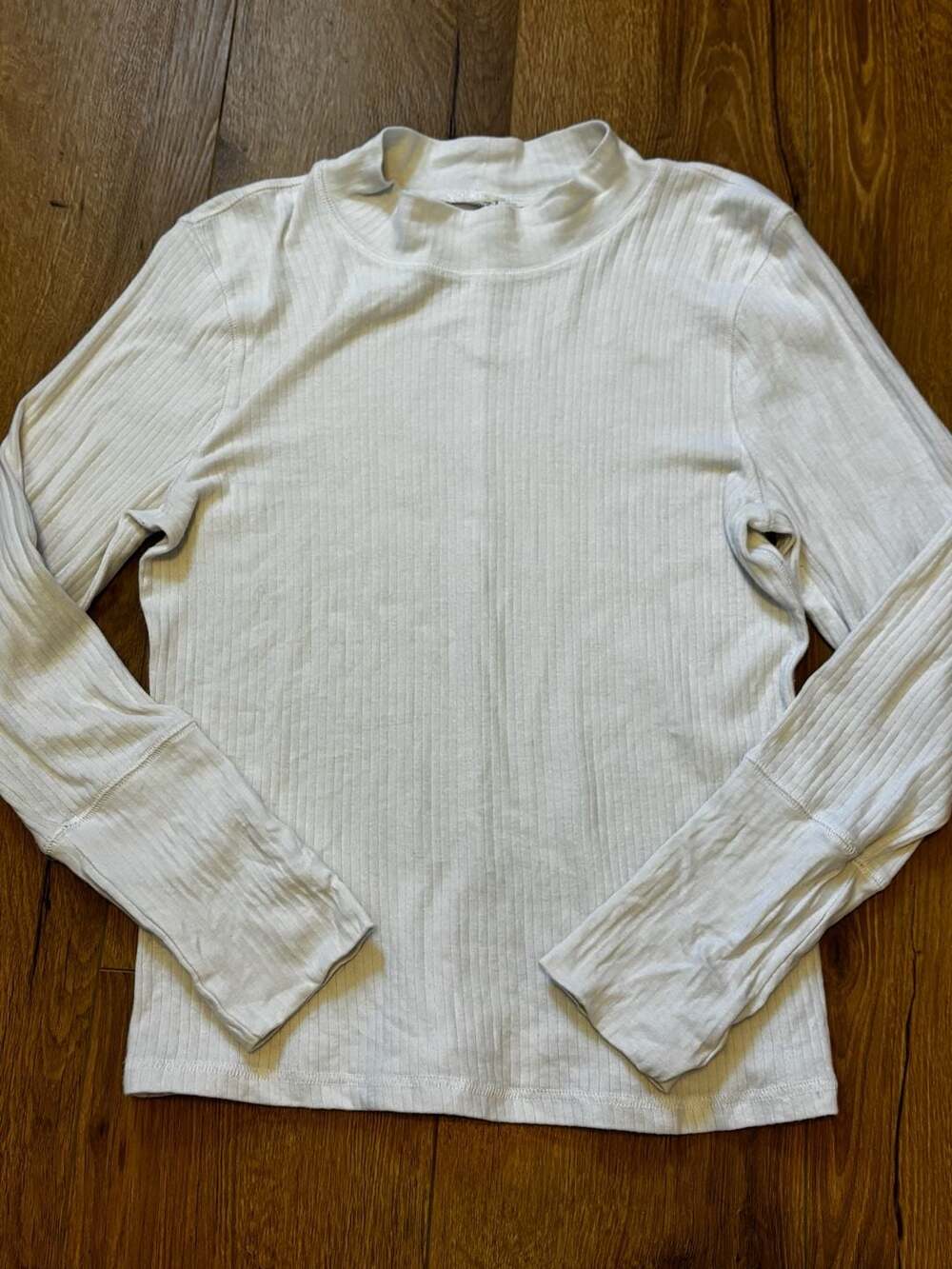 Free People Intimately White Ribbed Long Sleeve Mockneck Top